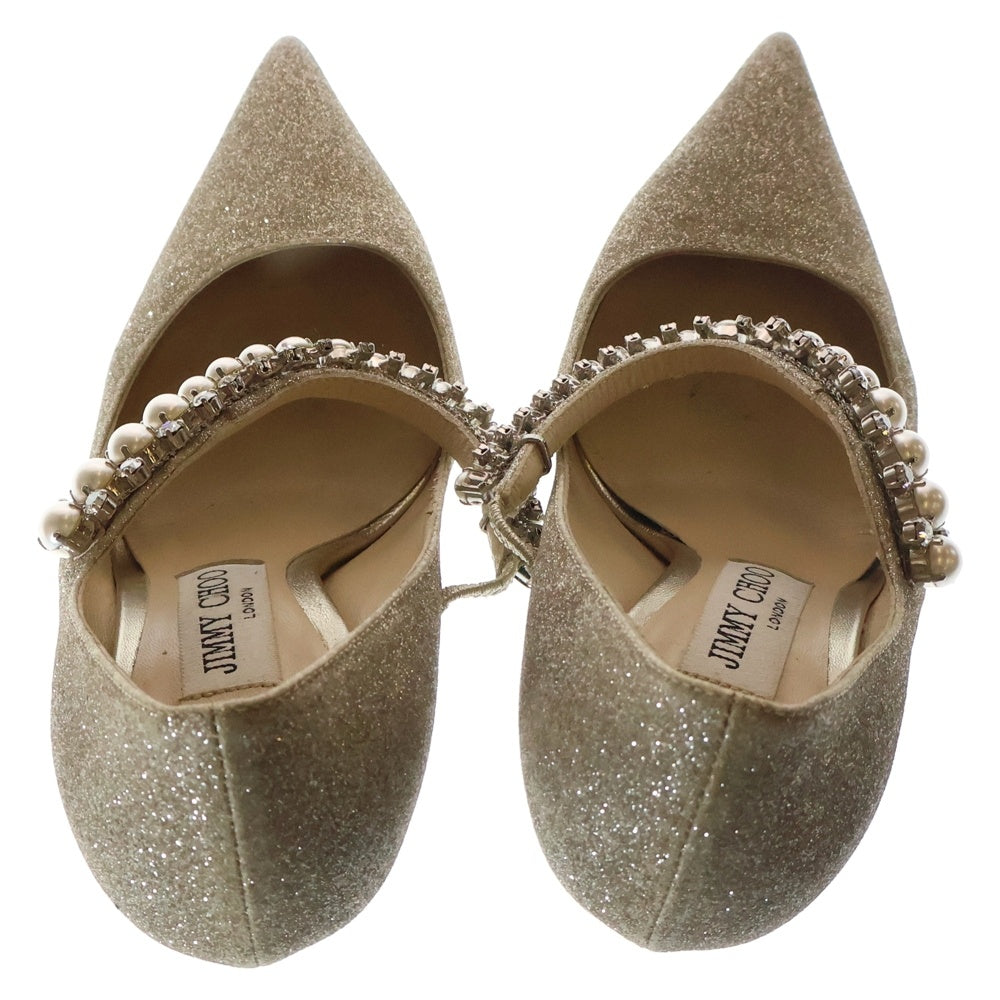JIMMY CHOO(ジミーチュウ) ラインストーン フェイクパール レディース パンプス ゴールド