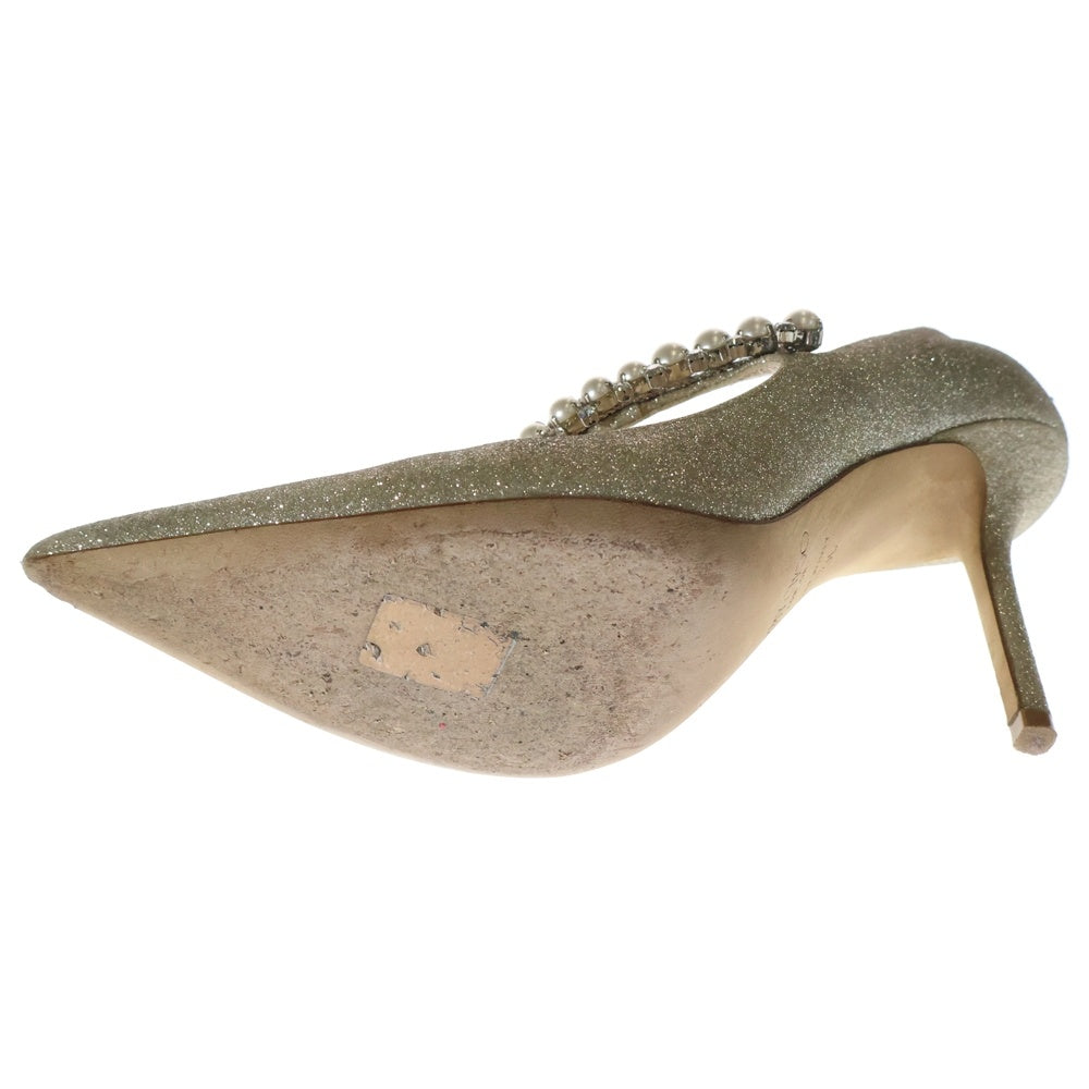 JIMMY CHOO(ジミーチュウ) ラインストーン フェイクパール レディース パンプス ゴールド
