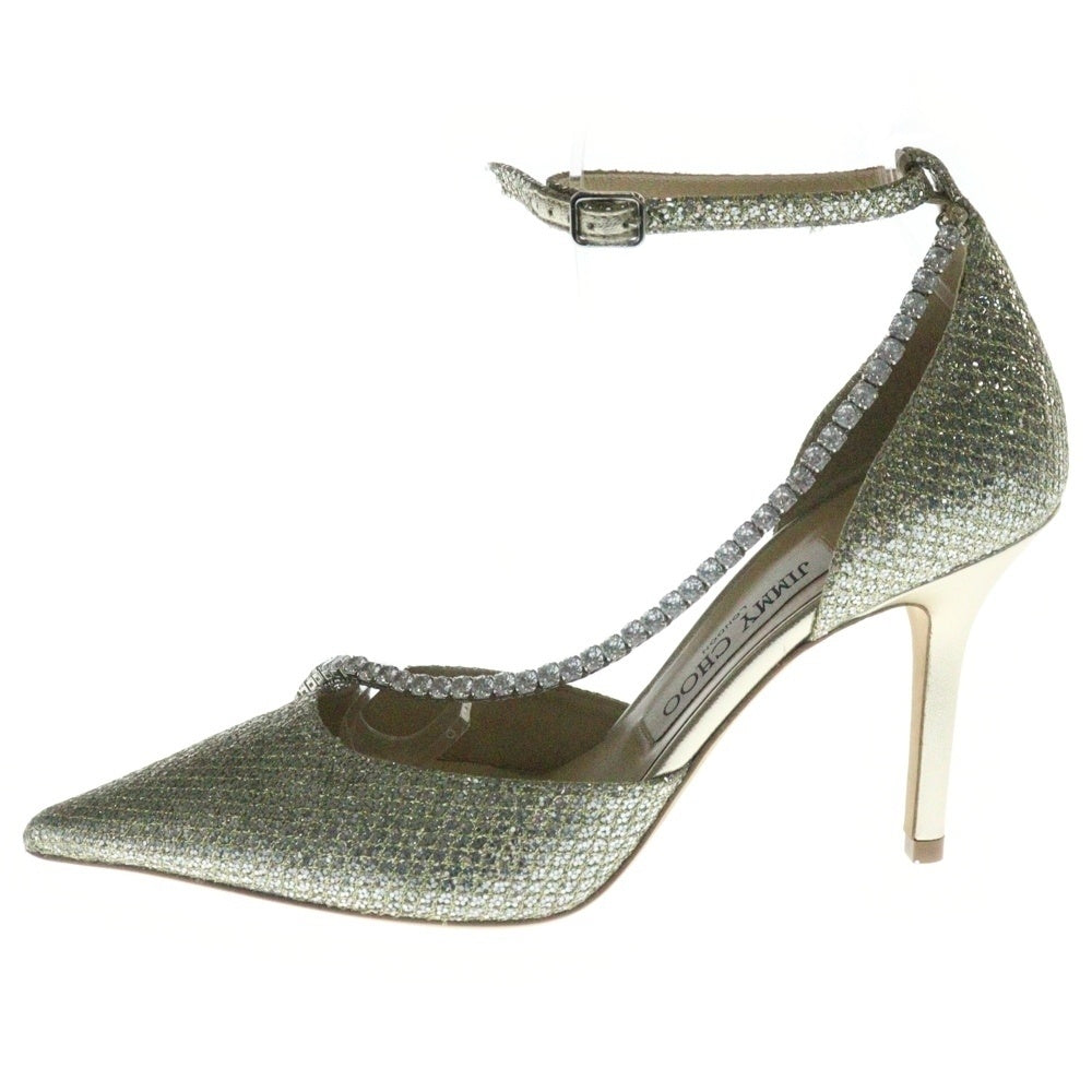 JIMMY CHOO(ジミーチュウ) クリスタルストラップ レディース パンプス ゴールド