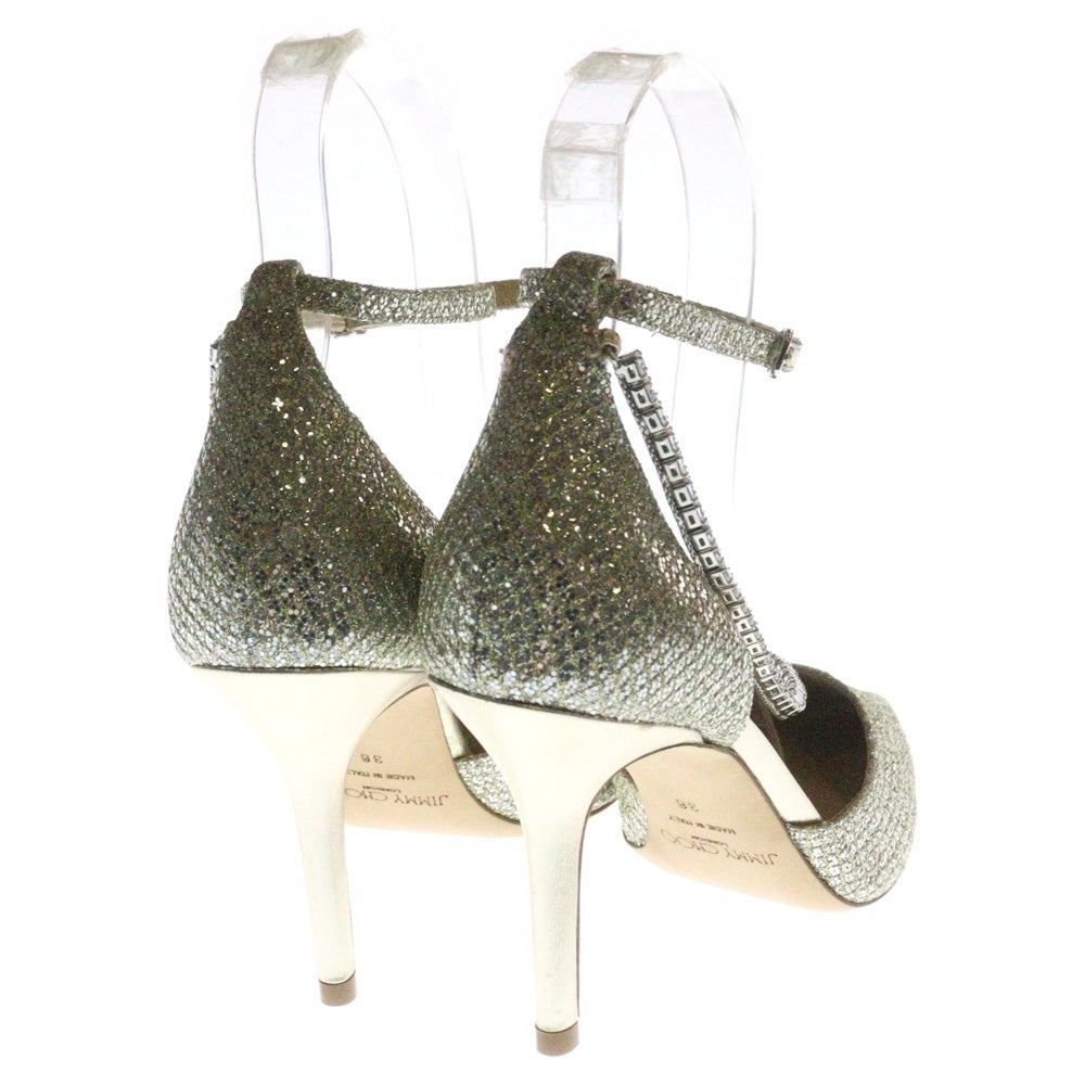 JIMMY CHOO(ジミーチュウ) クリスタルストラップ レディース パンプス ゴールド