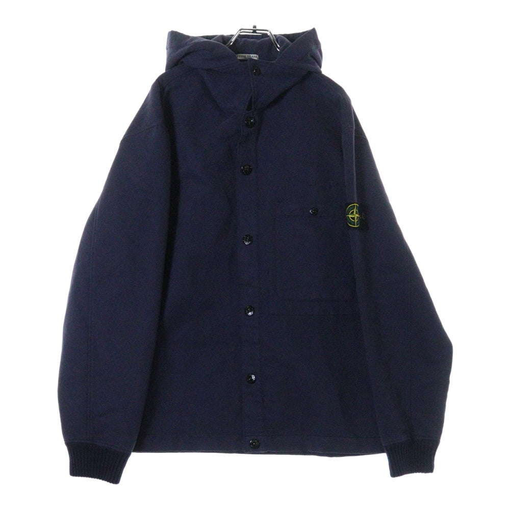 STONE ISLAND(ストーンアイランド) スナップボタン ワッペン付きフーデッドシャツジャケット ネイビー 41151701