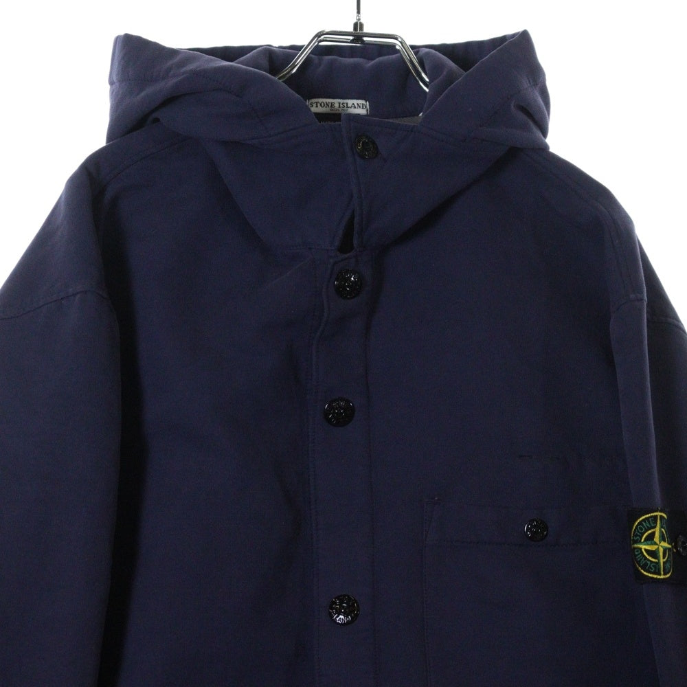 STONE ISLAND(ストーンアイランド) スナップボタン ワッペン付きフーデッドシャツジャケット ネイビー 41151701