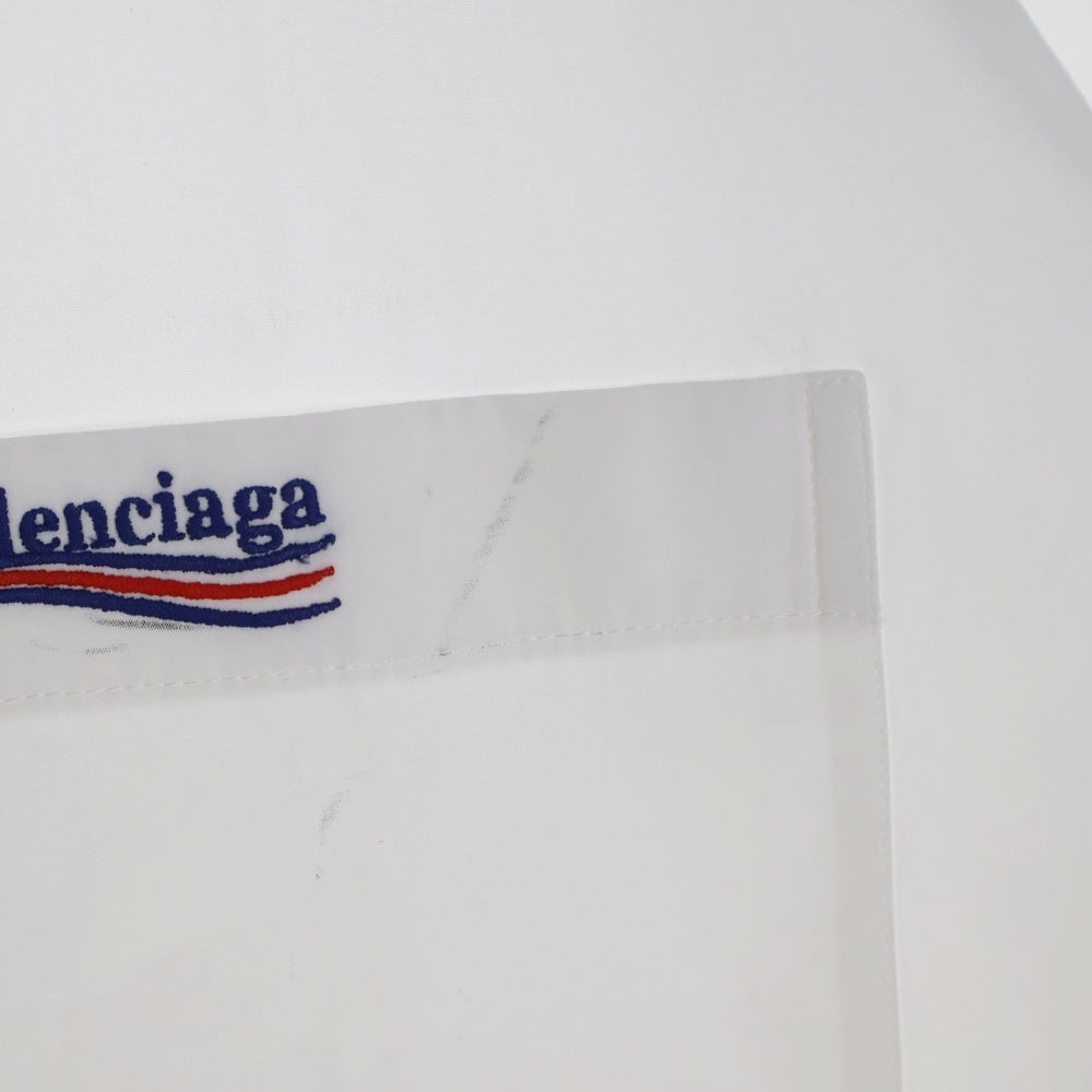 BALENCIAGA(バレンシアガ) キャンペーンロゴ刺繍 ボタンダウン ロングスリーブ 長袖シャツ ホワイト 621960 TYB18