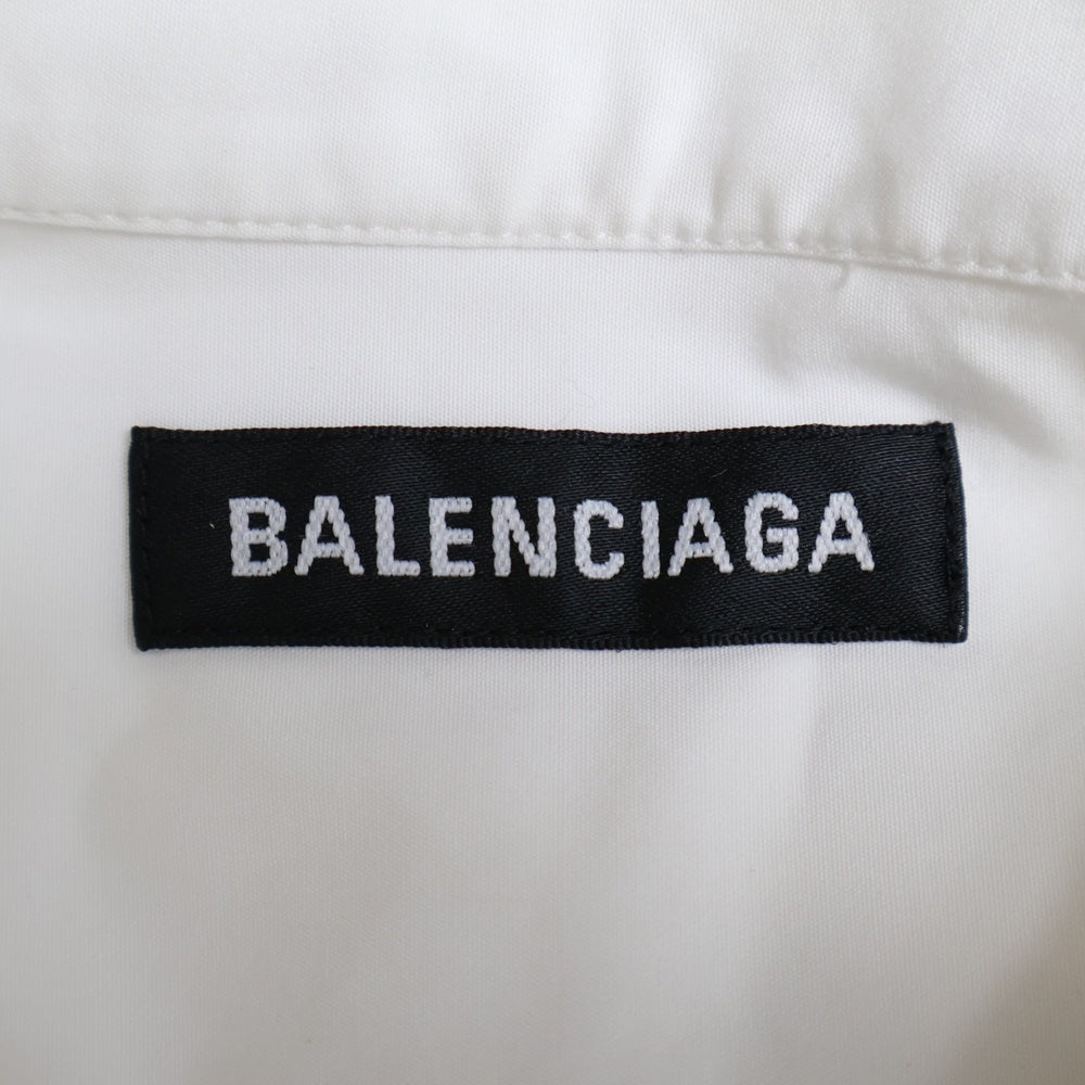 BALENCIAGA(バレンシアガ) キャンペーンロゴ刺繍 ボタンダウン ロングスリーブ 長袖シャツ ホワイト 621960 TYB18