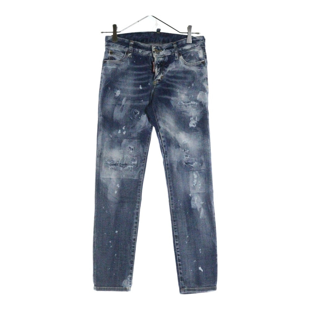 DSQUARED2(ディースクエアード) JENNIFER CROPPED JEAN ジェニファークロップドジーン ダメージ加工 スキニーデニムパンツ インディゴ S75LB0645