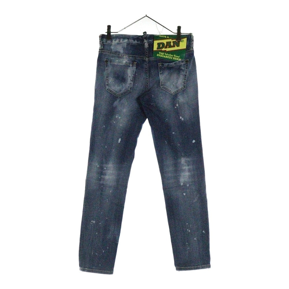 DSQUARED2(ディースクエアード) JENNIFER CROPPED JEAN ジェニファークロップドジーン ダメージ加工 スキニーデニムパンツ インディゴ S75LB0645