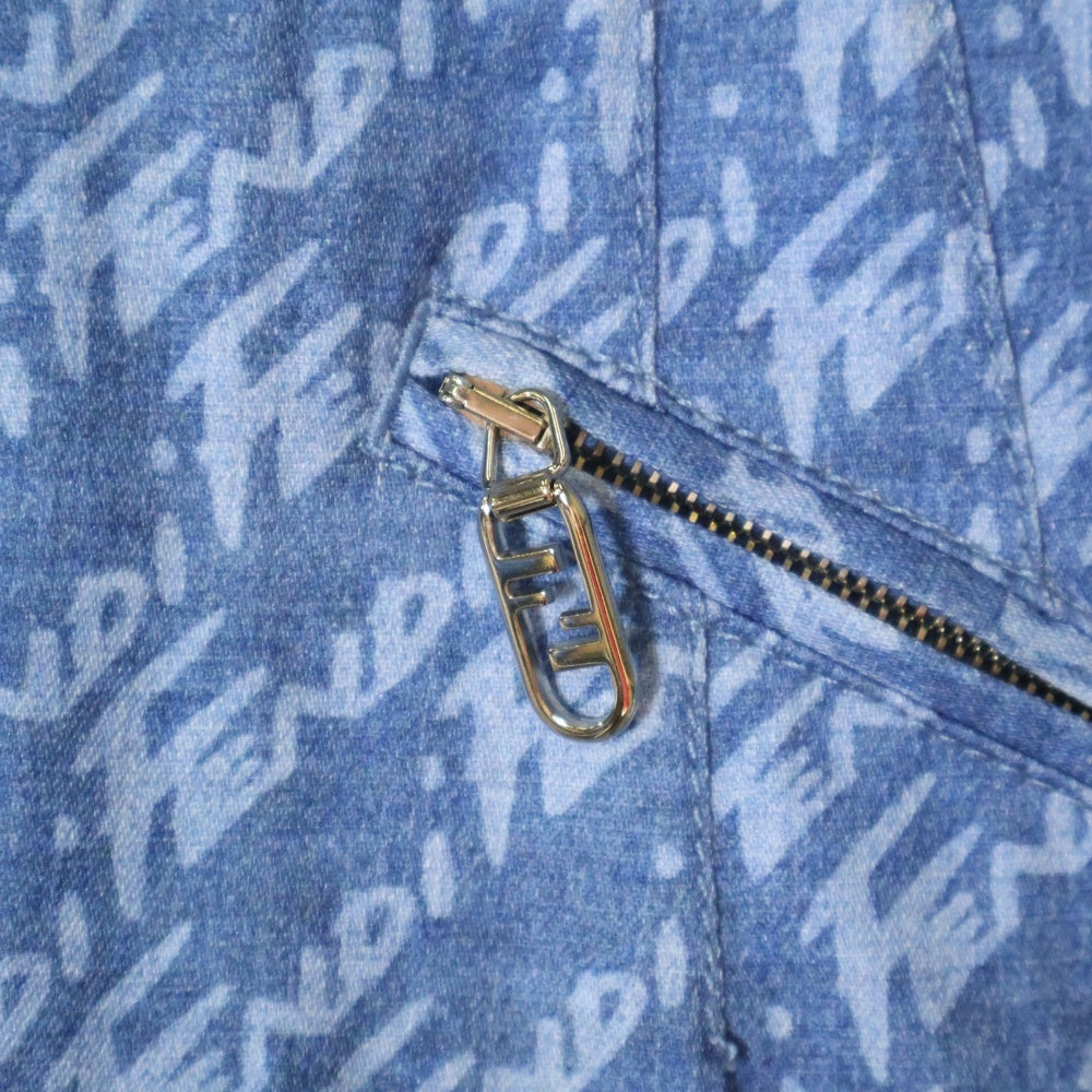 FENDI(フェンディ) ロゴ総柄 ハーフパンツ ショーツ レディース ブルー FLP763