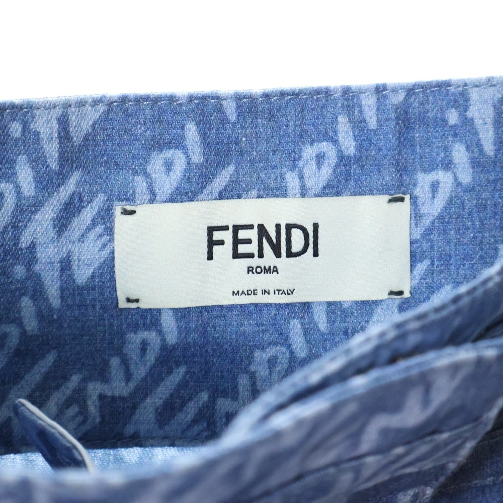FENDI(フェンディ) ロゴ総柄 ハーフパンツ ショーツ レディース ブルー FLP763