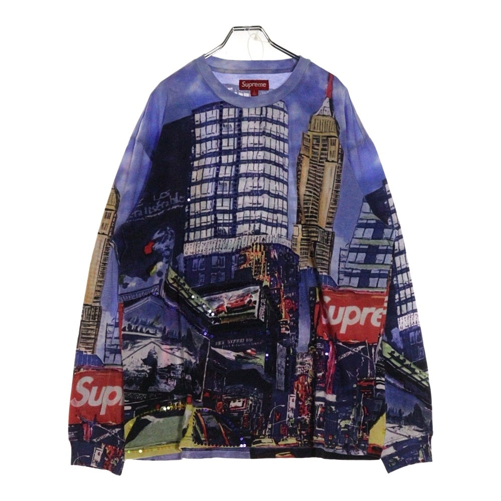 SUPREME(シュプリーム) 25SS Skyline Sequin L/S Top スカイラインシークイン ロングスリーブカットソー 長袖Tシャツ ブルー
