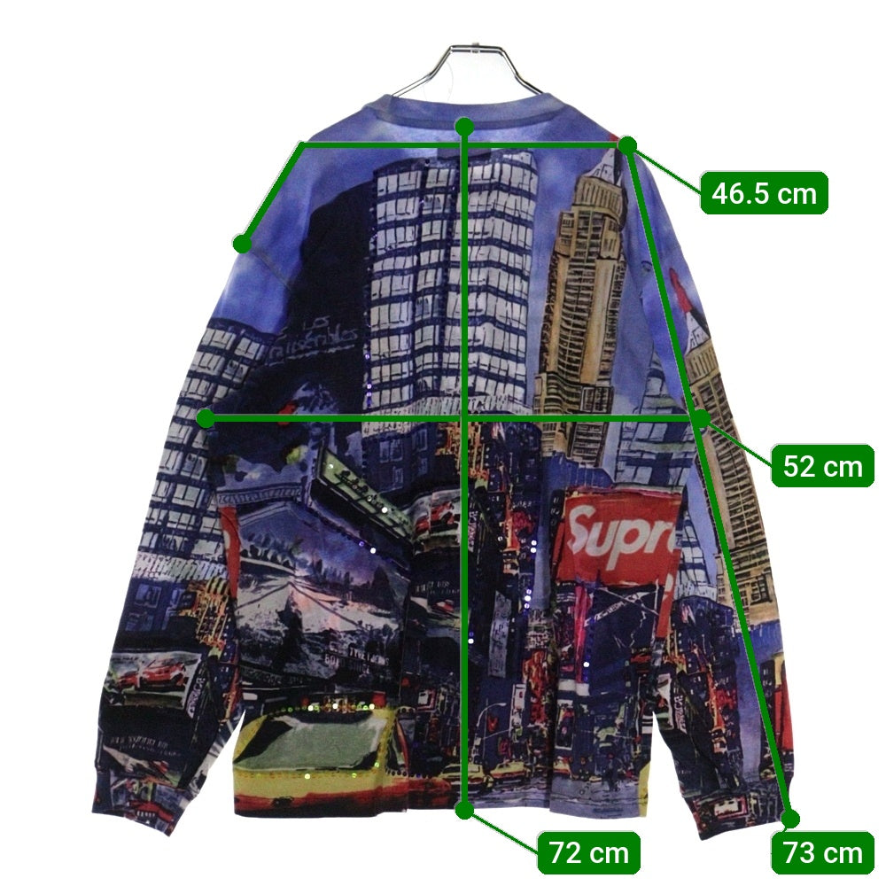 SUPREME(シュプリーム) 25SS Skyline Sequin L/S Top スカイラインシークイン ロングスリーブカットソー 長袖Tシャツ ブルー