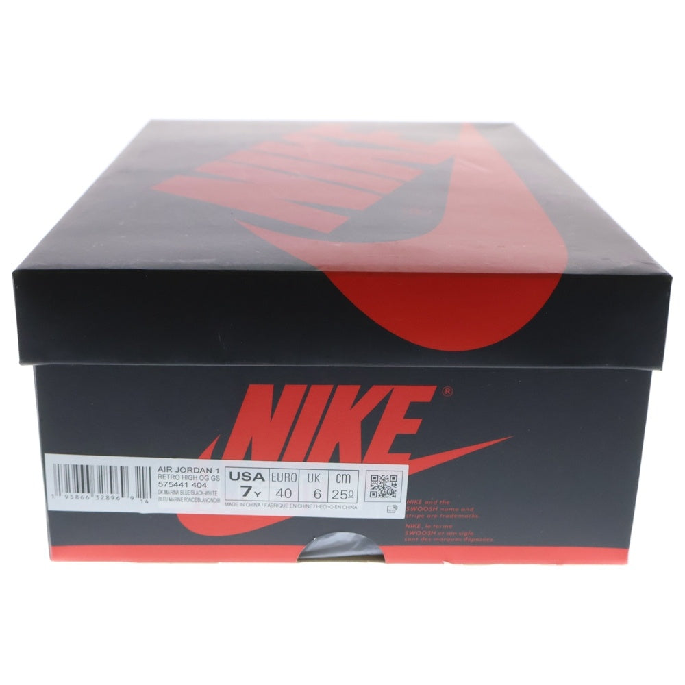 NIKE(ナイキ) AIR JORDAN 1 RETRO HIGH OG GS Dark Marina Blue エアジョーダン1 ダークマリーナブルー ハイカットスニーカー US7/25cm 575441-404