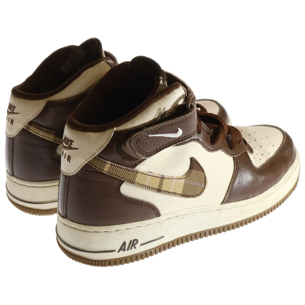 NIKE(ナイキ) Air Force 1 Mid Plaid DV0792-100 エアーフォース 1 ミッド ハイカットスニーカー ブラウン/ホワイト US8/26cn