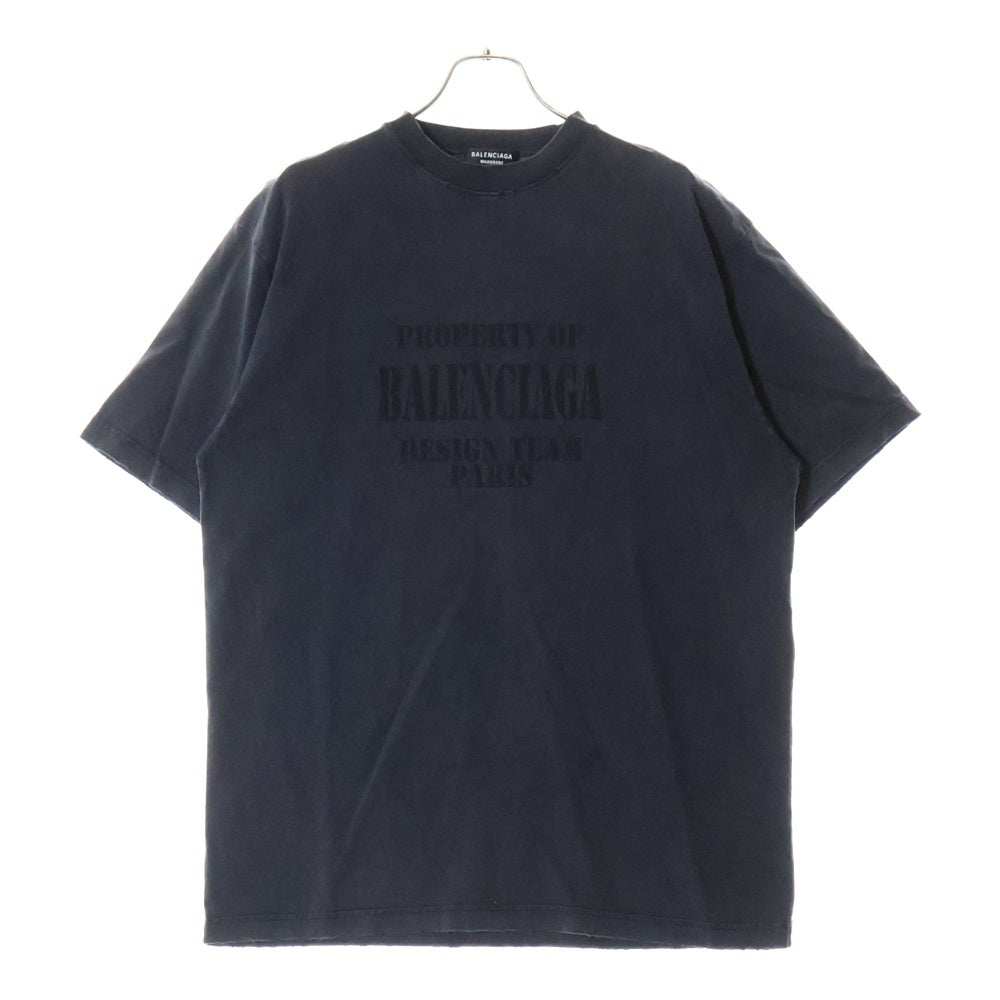 BALENCIAGA(バレンシアガ) 22AW Property Tee フロントロゴプリント クルーネック 半袖Tシャツ グレー 641675 TMVH8