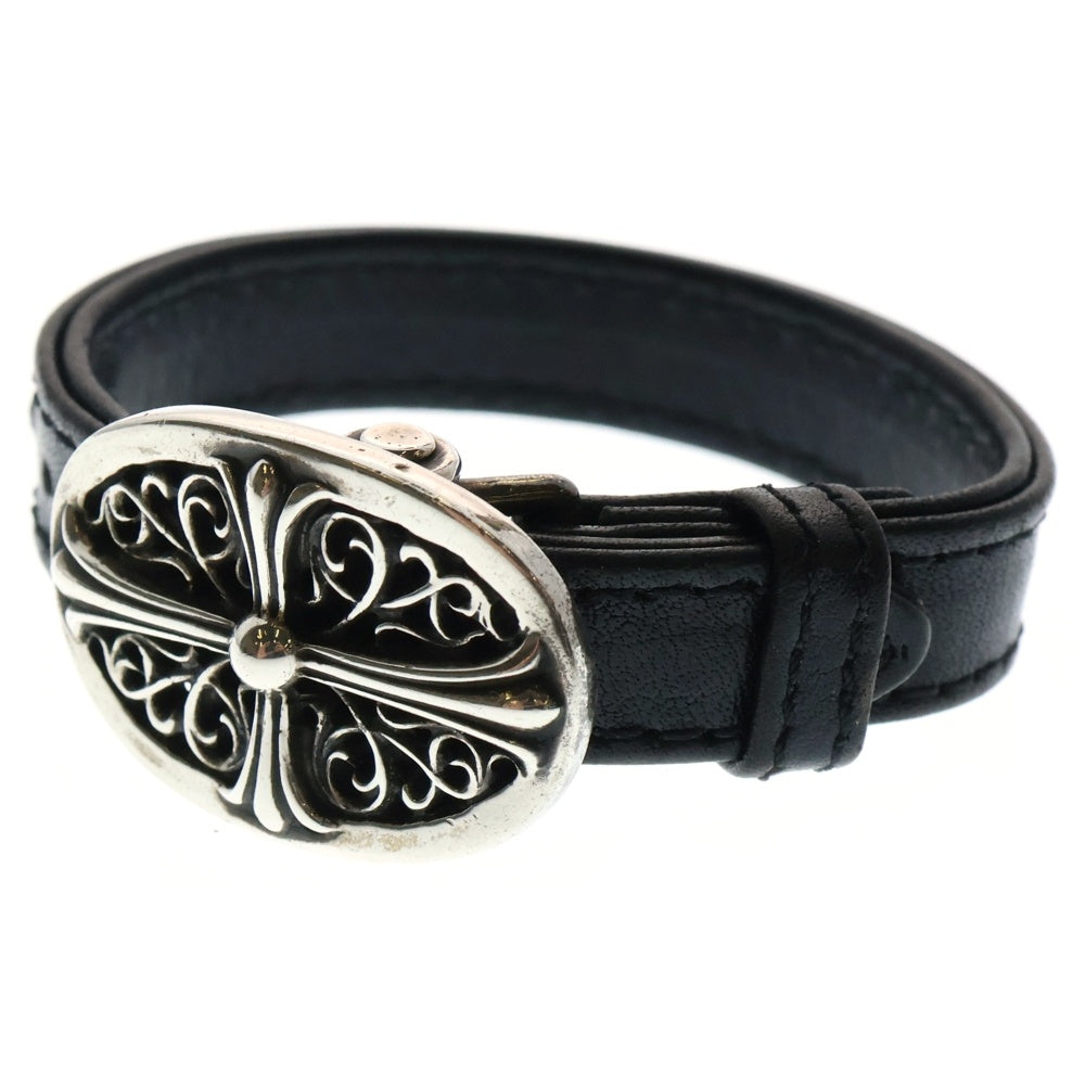 CHROME HEARTS(クロムハーツ) TNY CLASSIC OVAL タイニークラシックオーバル レザーブレスレット ブラック