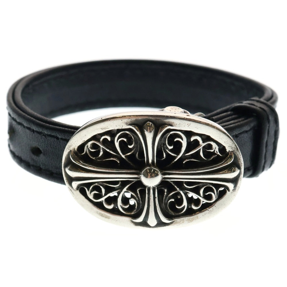 CHROME HEARTS(クロムハーツ) TNY CLASSIC OVAL タイニークラシックオーバル レザーブレスレット ブラック