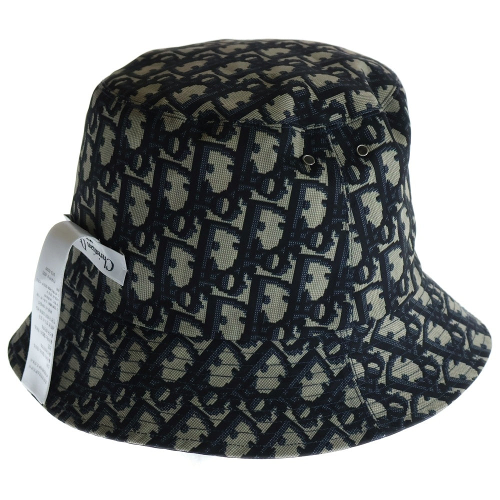 Christian Dior(クリスチャンディオール) Teddy-D オブリーク総柄 無地 リバーシブルバケットハット ネイビー 95TDD923A130