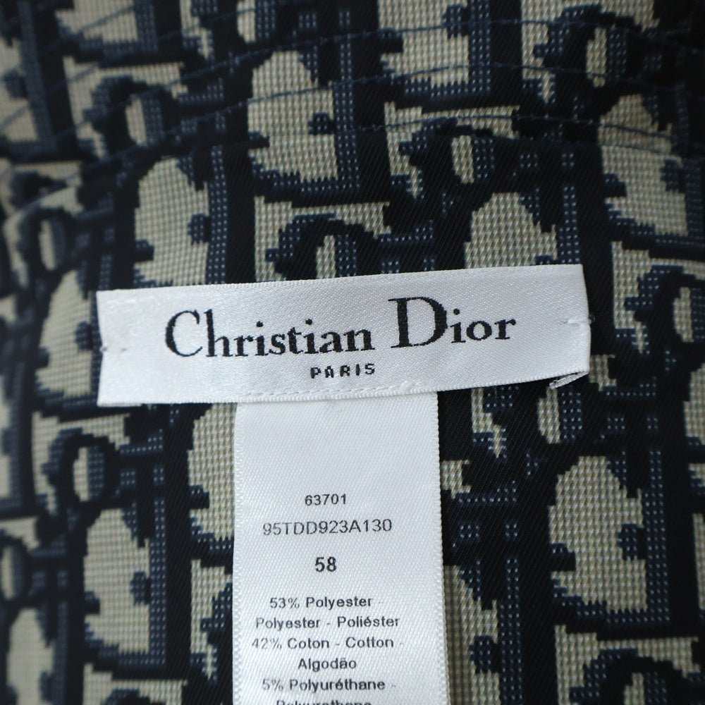 Christian Dior(クリスチャンディオール) Teddy-D オブリーク総柄 無地 リバーシブルバケットハット ネイビー 95TDD923A130