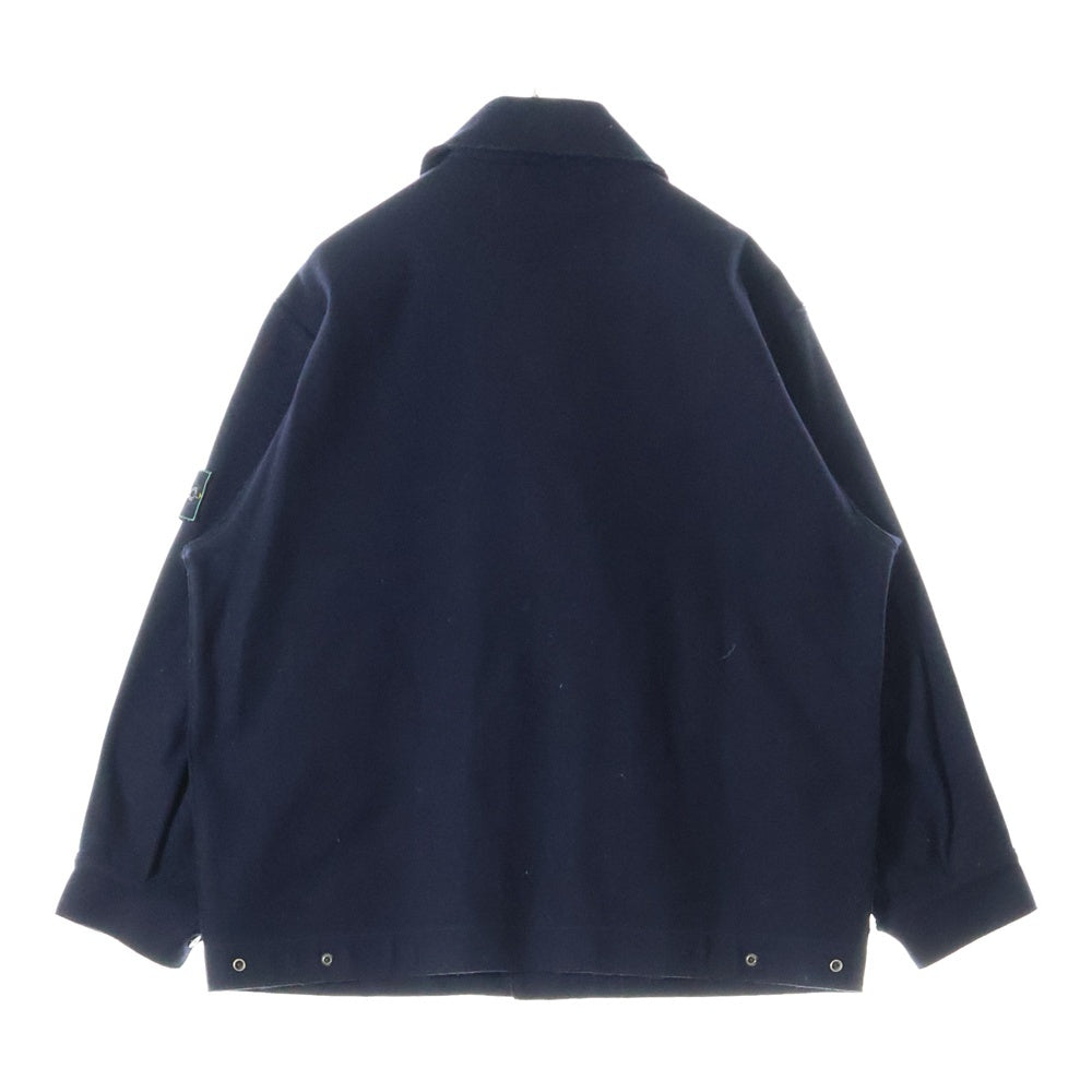 STONE ISLAND(ストーンアイランド) ショールカラー ウールジャケット グリーンエッジワッペン付き ネイビー 21154H04