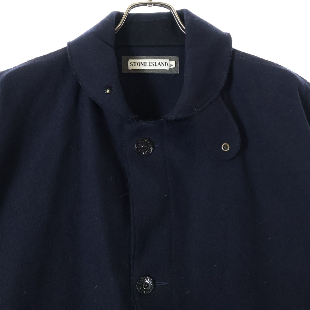 STONE ISLAND(ストーンアイランド) ショールカラー ウールジャケット グリーンエッジワッペン付き ネイビー 21154H04