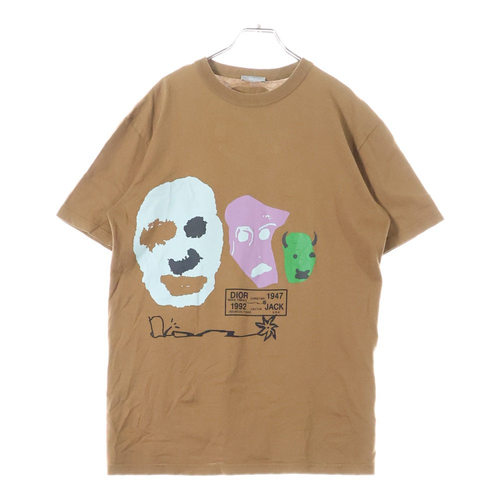 DIOR(ディオール) 22AW ×Travis Scott Cactus Jack Oversized Tee トラヴィススコット カクタスジャック フロントプリント クルーネック 半袖Tシャツ ブラウン 283J641B0677