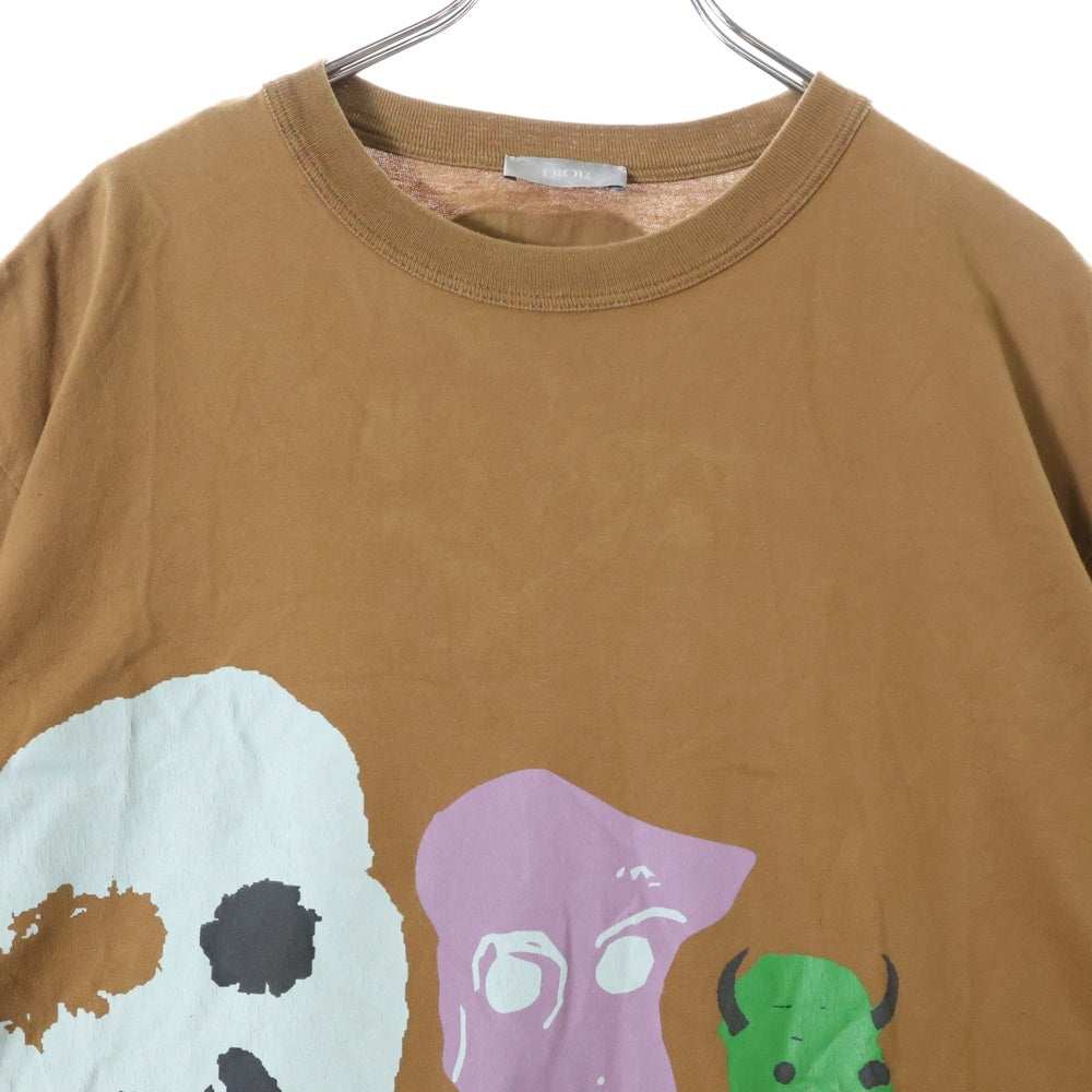 DIOR(ディオール) 22AW ×Travis Scott Cactus Jack Oversized Tee トラヴィススコット カクタスジャック フロントプリント クルーネック 半袖Tシャツ ブラウン 283J641B0677