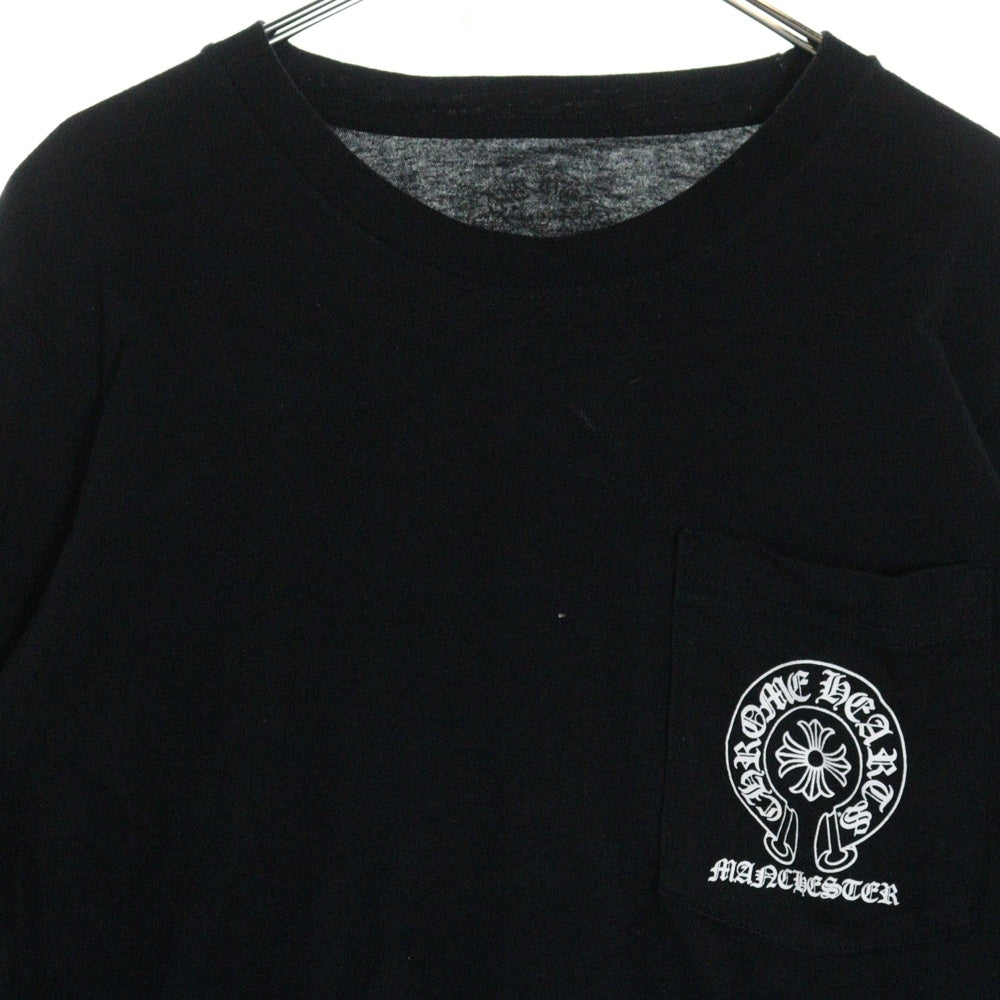 CHROME HEARTS(クロムハーツ) Manchester Limited Floral Cross Horseshoe マンチェスター ホースシュー 袖フローラルクロス クルーネック 長袖Tシャツ ブラック