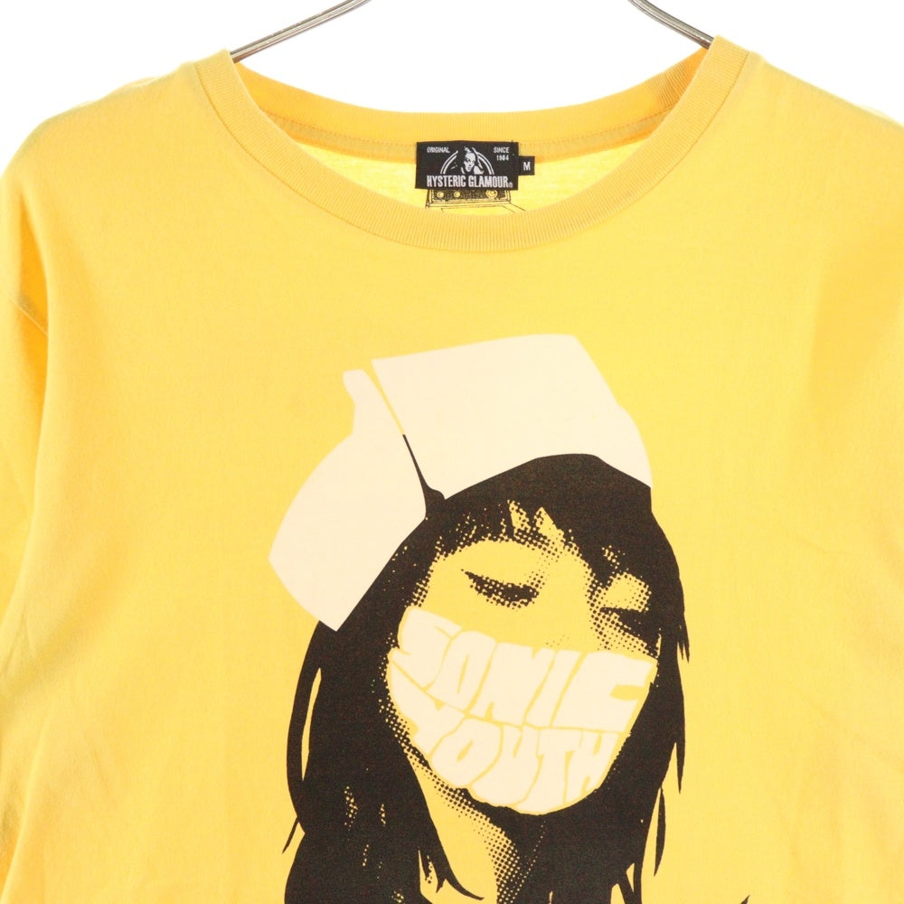 HYSTERIC GLAMOUR(ヒステリックグラマー) SONIC YOUTH ソニックユース クルーネック 半袖Tシャツ 半袖カットソー イエロー