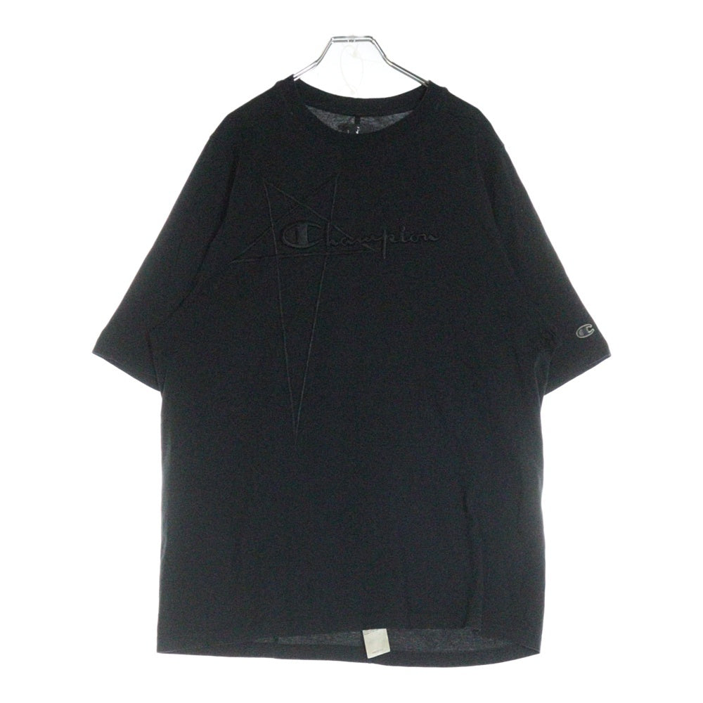 Rick Owens(リックオウエンス) 21SS ×Champion チャンピオン フロントロゴ 半袖Tシャツ カットソー ブラック CM21S0010-216762