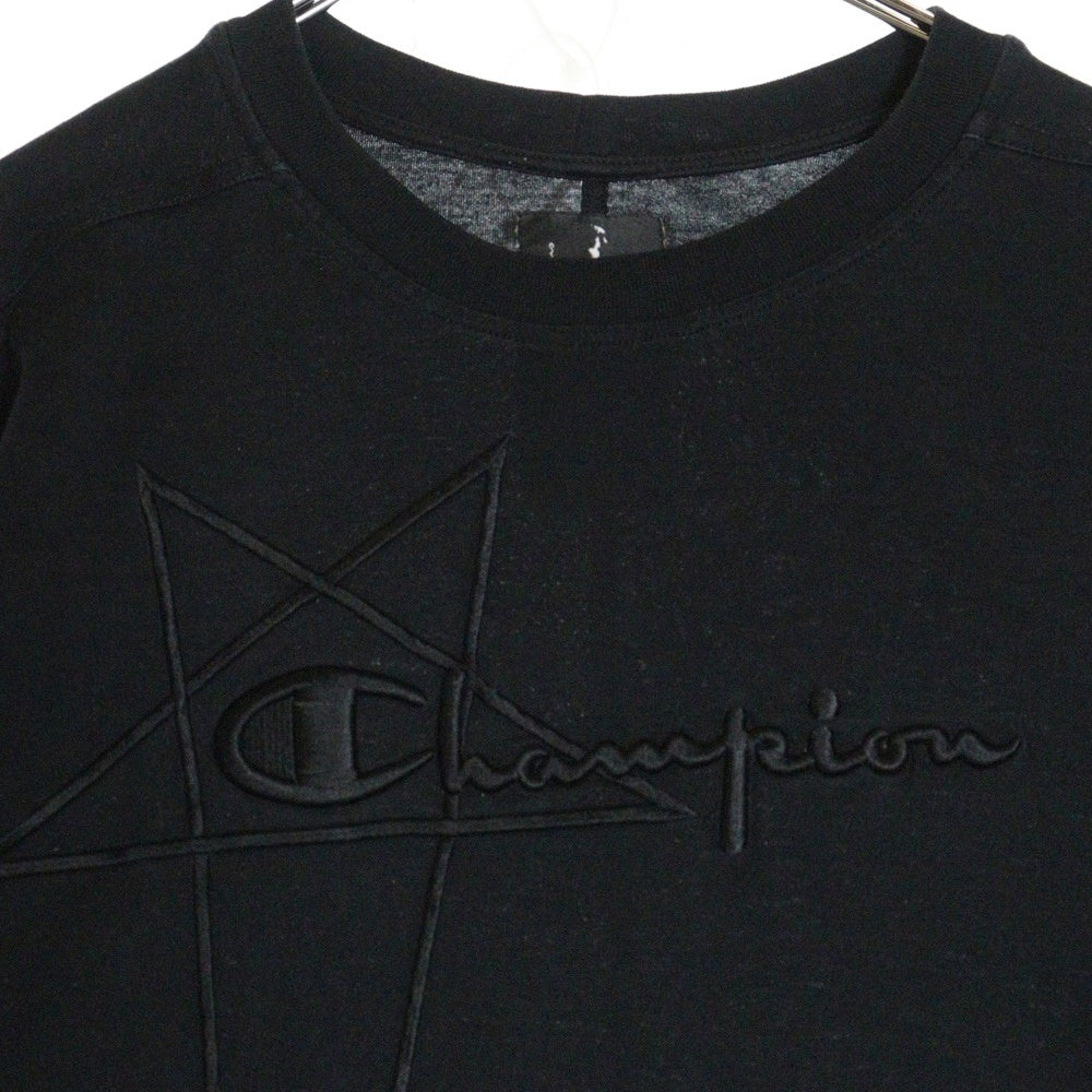 Rick Owens(リックオウエンス) 21SS ×Champion チャンピオン フロントロゴ 半袖Tシャツ カットソー ブラック CM21S0010-216762