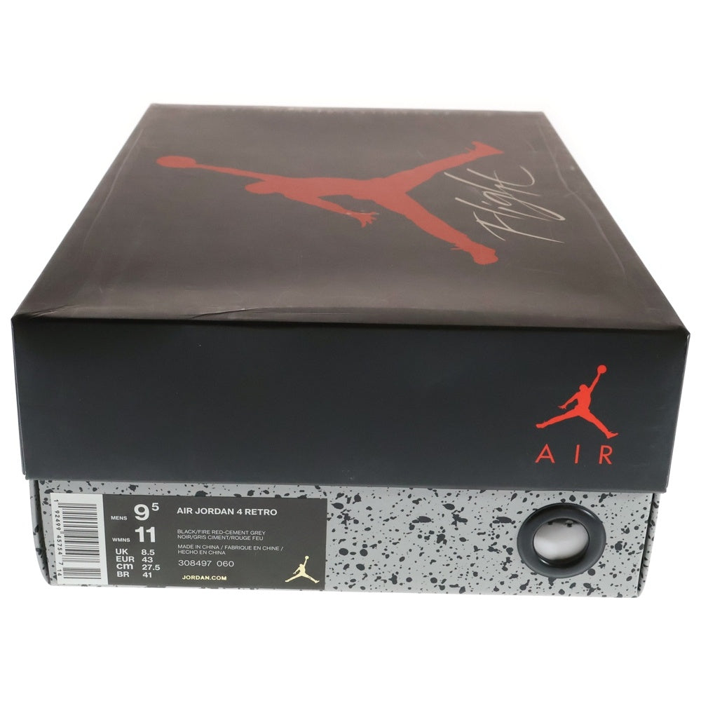 NIKE(ナイキ) AIR JORDAN 4 RETRO BRED 2019 エアジョーダン レトロ ブレッド ハイカットスニーカー ブラック/レッド US9.5/27.5cm 308497-060