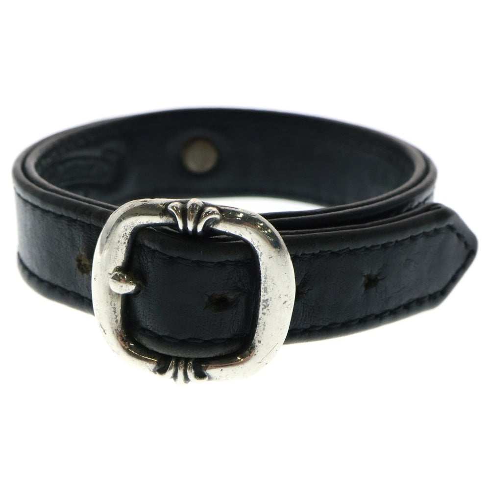 CHROME HEARTS(クロムハーツ) GUNSLINGER ガンスリンガー クロスボール レザーブレスレット ブラック/シルバー BCA146