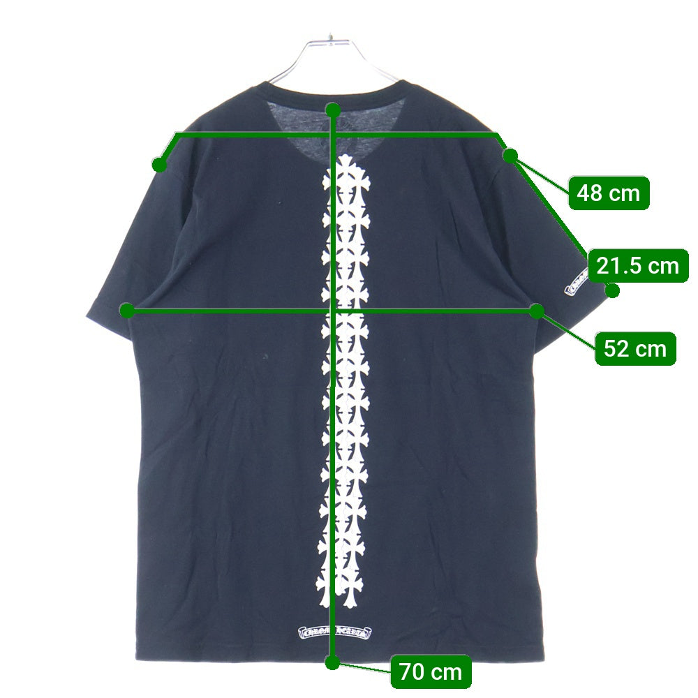 CHROME HEARTS(クロムハーツ) Cross Tire Track Tee バックセメタリープリント クルーネック 半袖Tシャツ ブラック