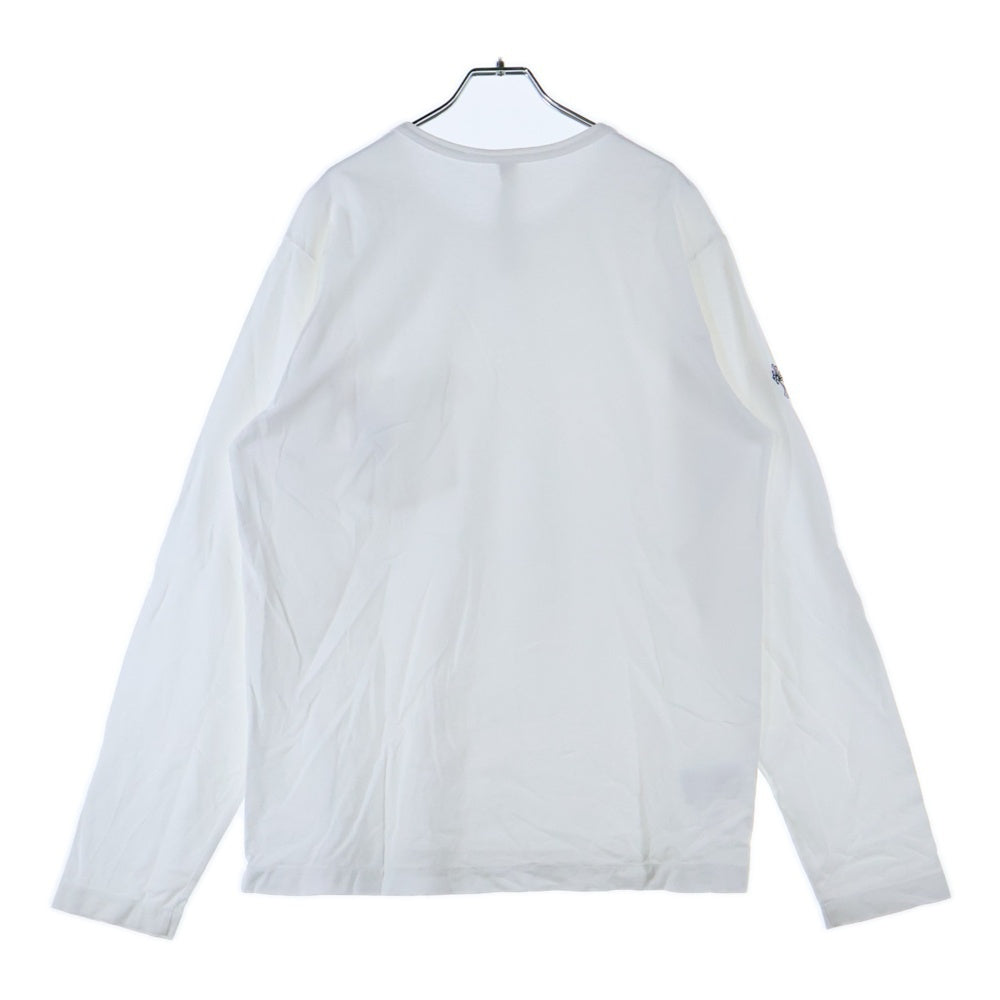 CHROME HEARTS(クロムハーツ) YNOT L/S TEE フロントロゴ刺繍 袖CHクロス刺繍 クルーネック 長袖Tシャツ ホワイト