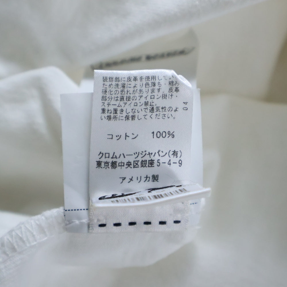 CHROME HEARTS(クロムハーツ) YNOT L/S TEE フロントロゴ刺繍 袖CHクロス刺繍 クルーネック 長袖Tシャツ ホワイト