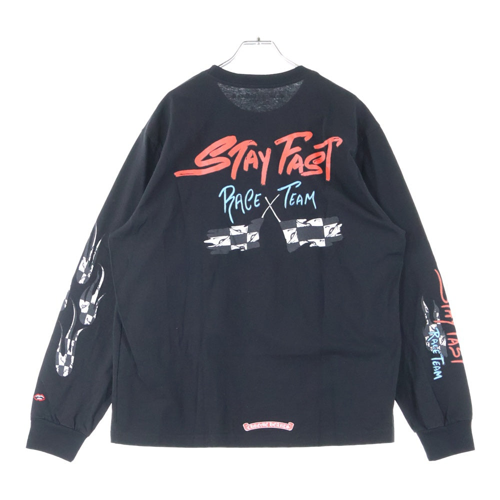 CHROME HEARTS(クロムハーツ) ×MATTY BOY STAYFAST RACE TEAM SWEAT グラフィックプリント クルーネック 長袖Tシャツ ブラック