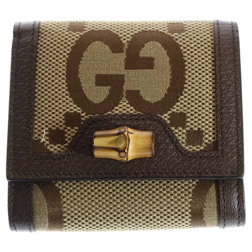 GUCCI(グッチ) ジャンボGG ダイアナ バンブー コンパクトウォレット 二つ折り財布 ブラウン 658635