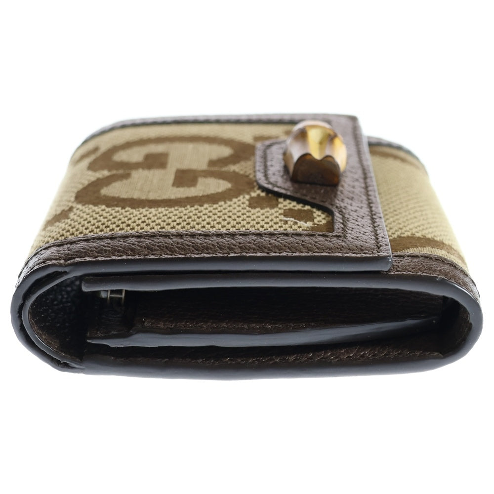 GUCCI(グッチ) ジャンボGG ダイアナ バンブー コンパクトウォレット 二つ折り財布 ブラウン 658635