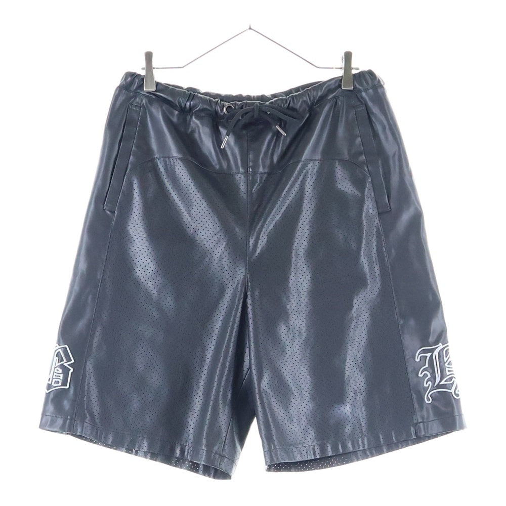 BREATH(ブレス) 24SS FAUX LEATHER SHORTS フェイクレザーショーツ メッシュパンチングハーフパンツ ブラック BR24SS-P1008