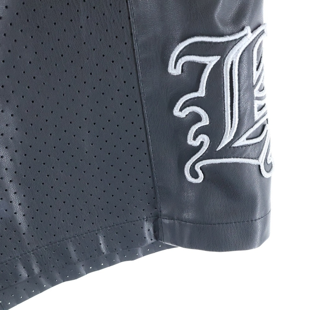 BREATH(ブレス) 24SS FAUX LEATHER SHORTS フェイクレザーショーツ メッシュパンチングハーフパンツ ブラック BR24SS-P1008