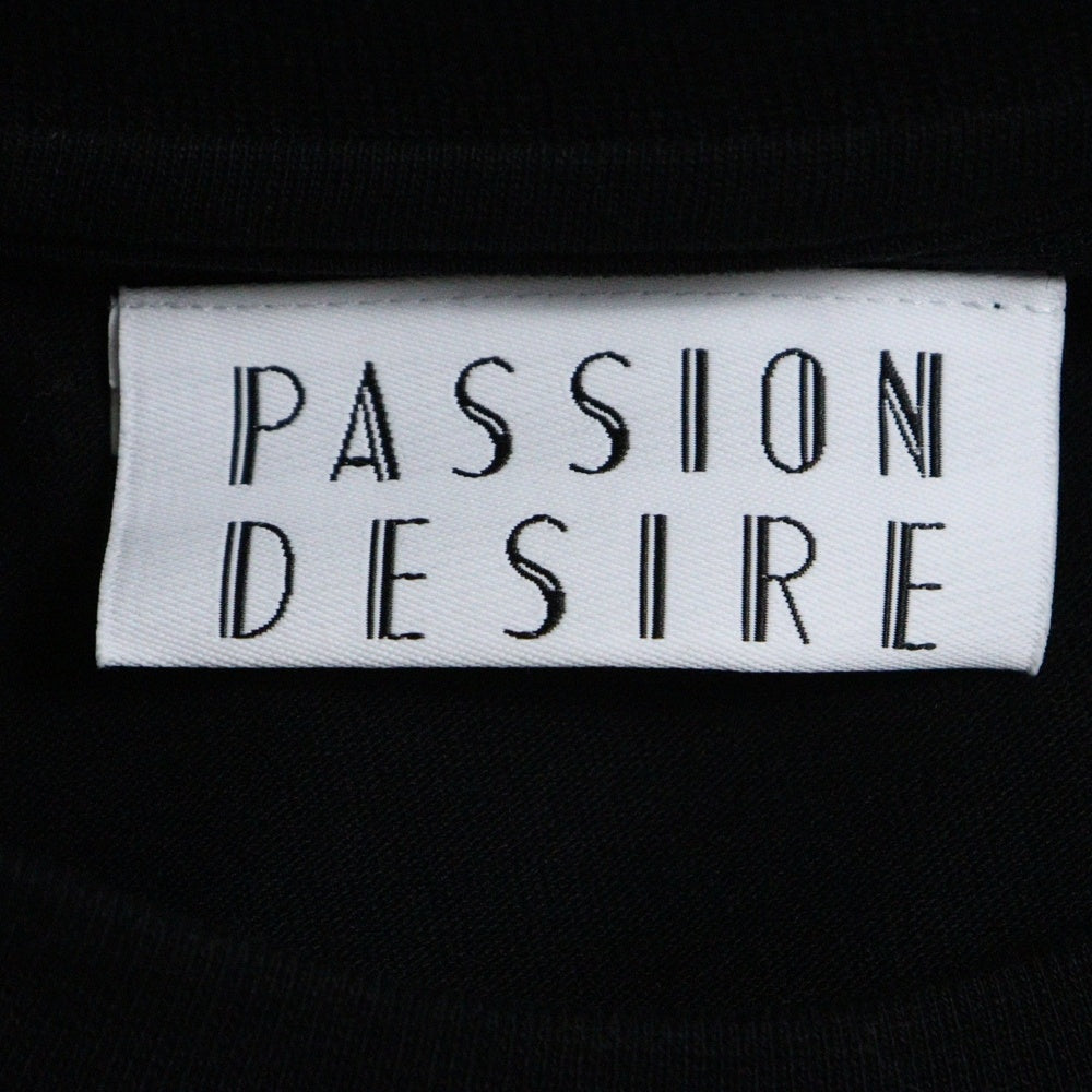 PASSION DESIRE(パッションデザイア) CORD EMBROIDERED T-SHIRT BONES コード刺繍半袖Tシャツ クルーネックカットソー ブラック PD25SC03