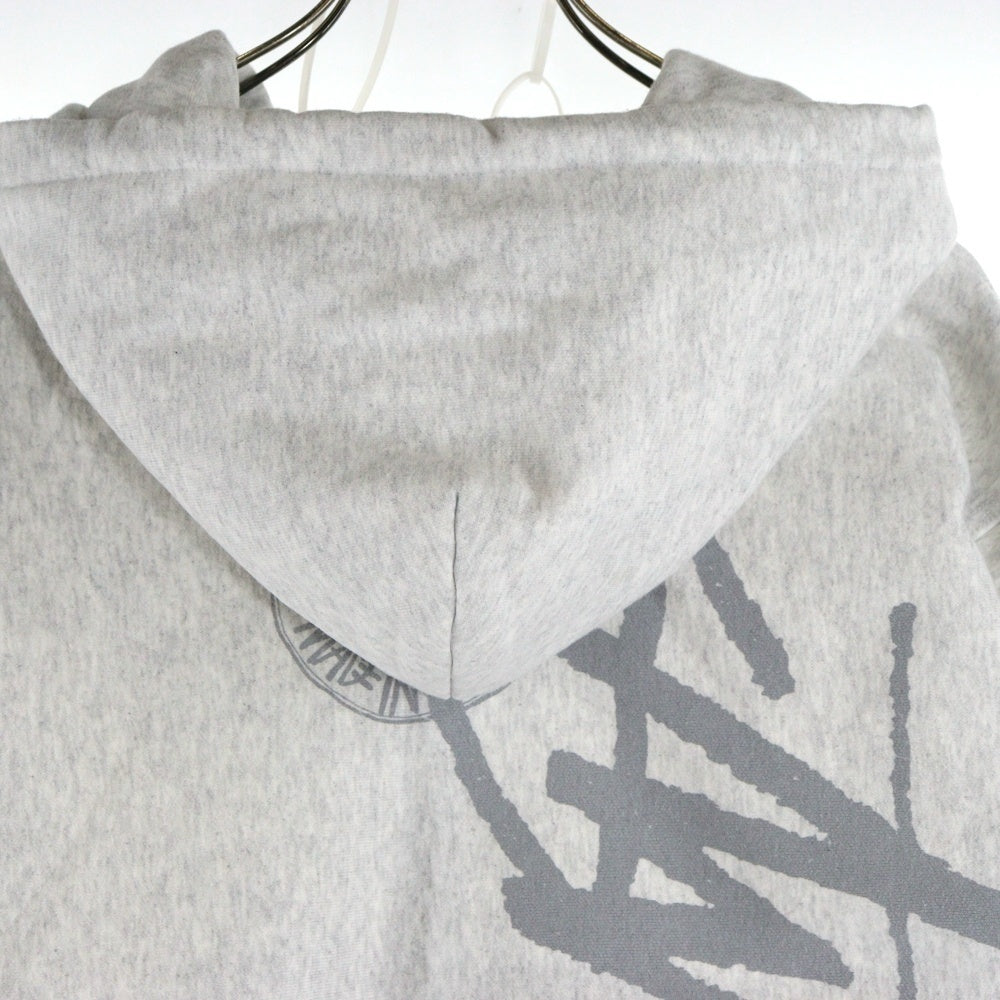 STUSSY(ステューシー) 24AW Buana Stock Zip Hoodie ブアナストックロゴプリント ジップアップパーカー グレー