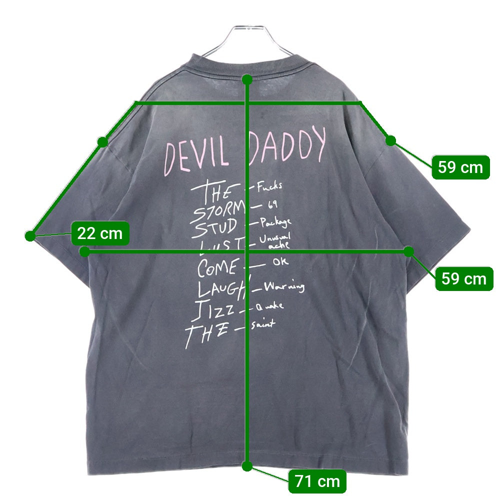 SAINT MICHAEL(セントマイケル) 25SS DEVIL DADDY SS TEE デビルダディ ヴィンテージ加工半袖Tシャツ クルーネックカットソー ブラック