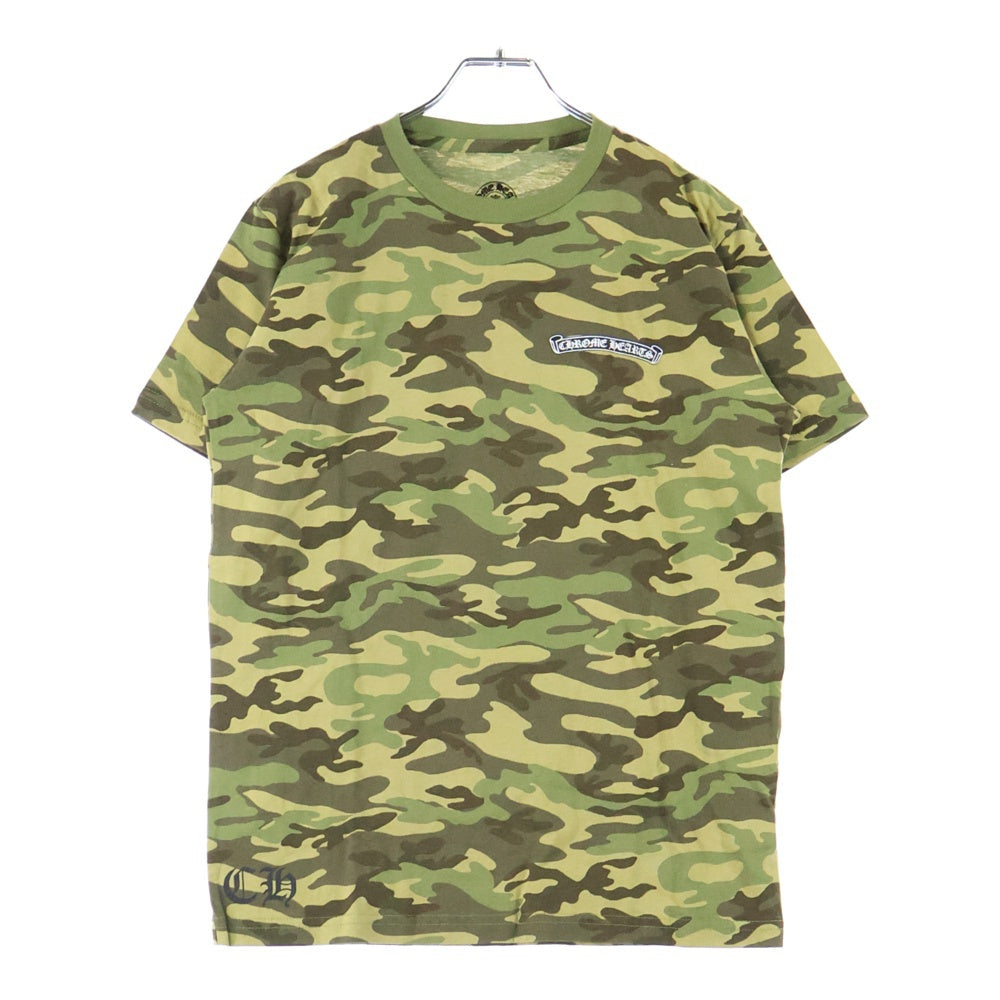 CHROME HEARTS(クロムハーツ) フロントスクロールラベルプリント カモ柄 クルーネック 半袖Tシャツ カーキ