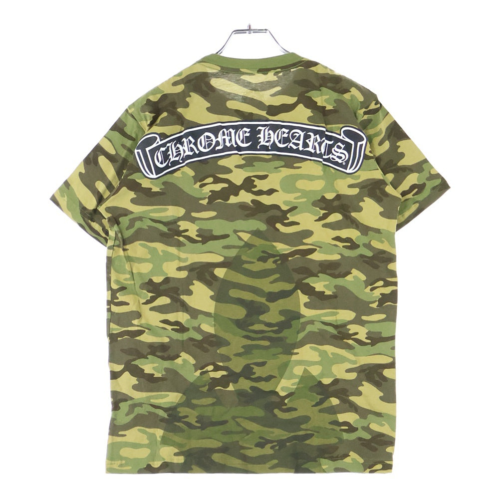 CHROME HEARTS(クロムハーツ) フロントスクロールラベルプリント カモ柄 クルーネック 半袖Tシャツ カーキ