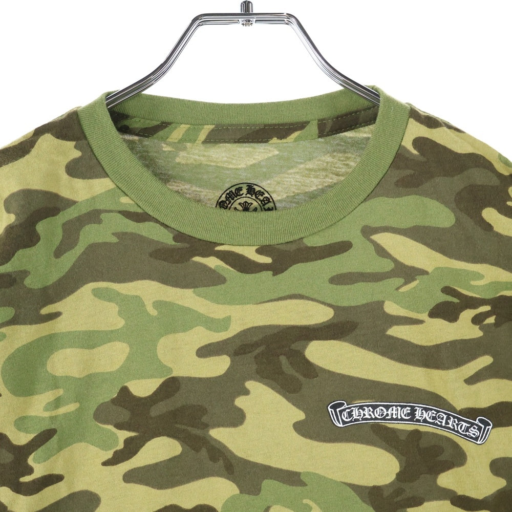CHROME HEARTS(クロムハーツ) フロントスクロールラベルプリント カモ柄 クルーネック 半袖Tシャツ カーキ