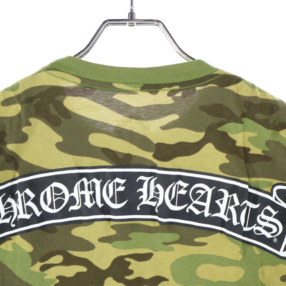 CHROME HEARTS(クロムハーツ) フロントスクロールラベルプリント カモ柄 クルーネック 半袖Tシャツ カーキ