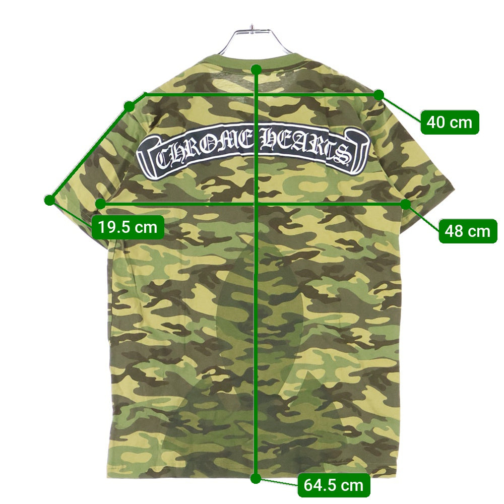 CHROME HEARTS(クロムハーツ) フロントスクロールラベルプリント カモ柄 クルーネック 半袖Tシャツ カーキ