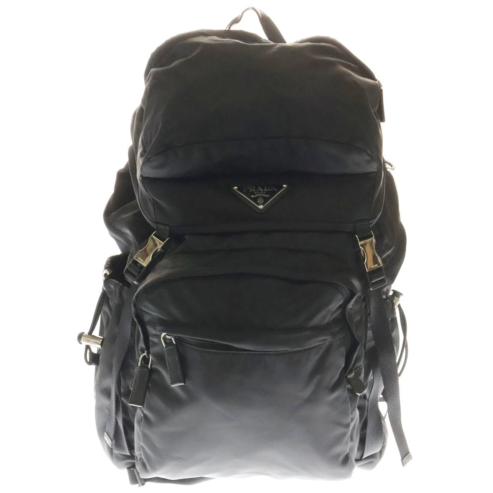PRADA(プラダ) Re-Nylon リナイロン サフィアーノ レザー トライアングル ロゴプレート バックパック リュックサック ブラック 2VZ090 2DMG F0002