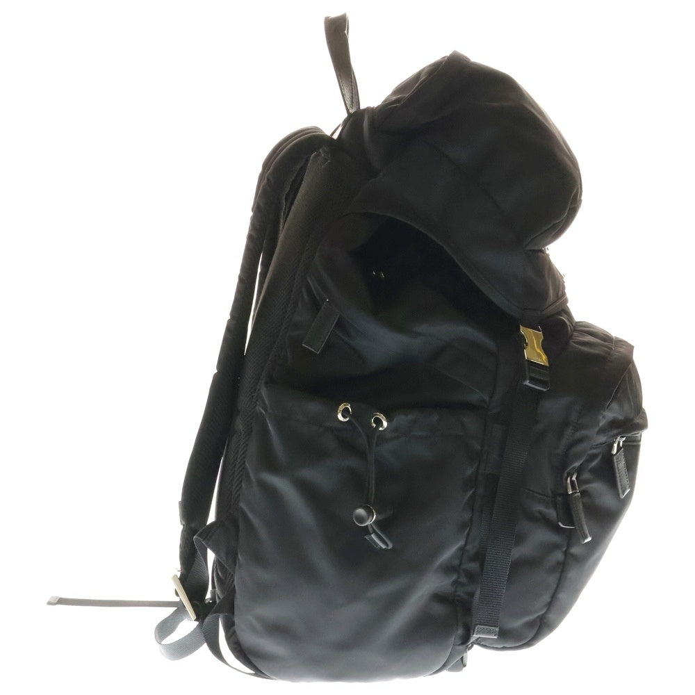 PRADA(プラダ) Re-Nylon リナイロン サフィアーノ レザー トライアングル ロゴプレート バックパック リュックサック ブラック 2VZ090 2DMG F0002