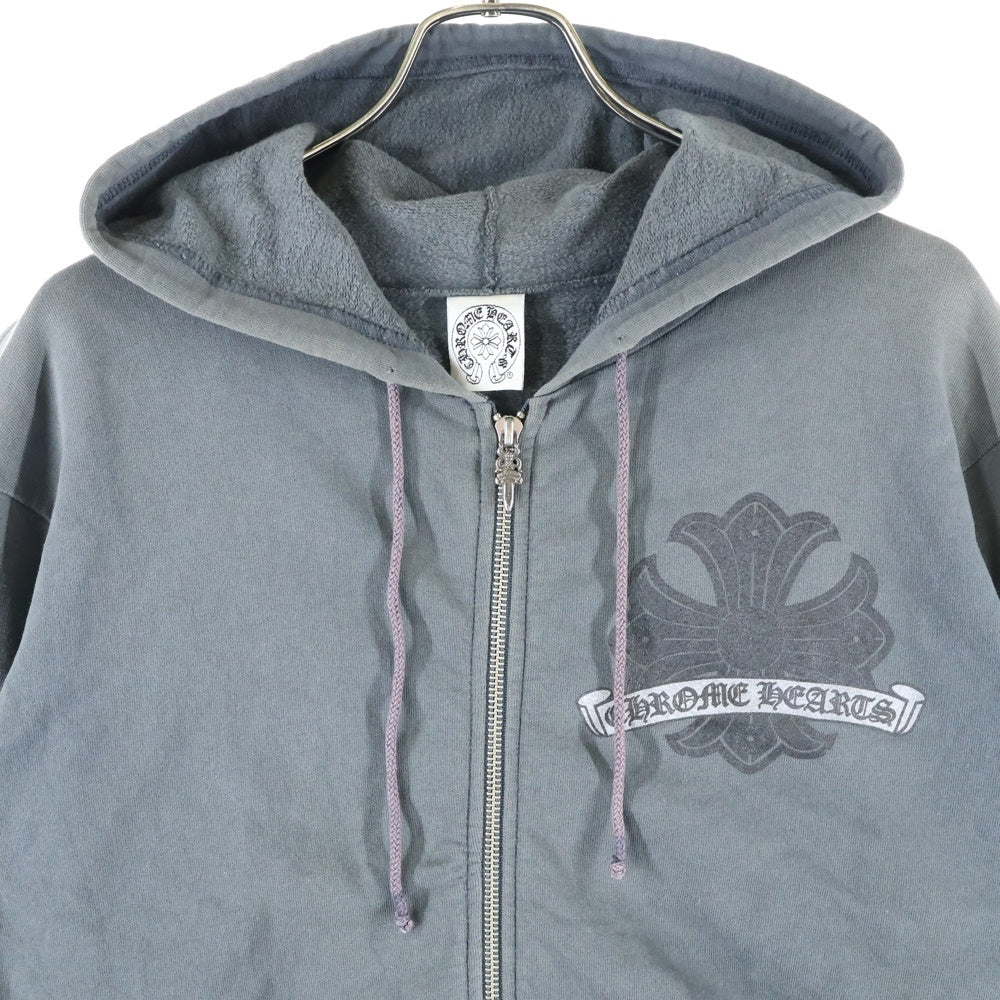 CHROME HEARTS(クロムハーツ) OLD CH PLUS 袖CHプラスプリント ジップアップ パーカー グレー